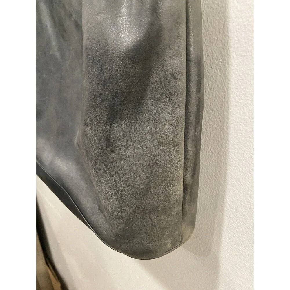 Hobo International Tote Bag Large Gray Leather Shoulder Carry All buckle Closure